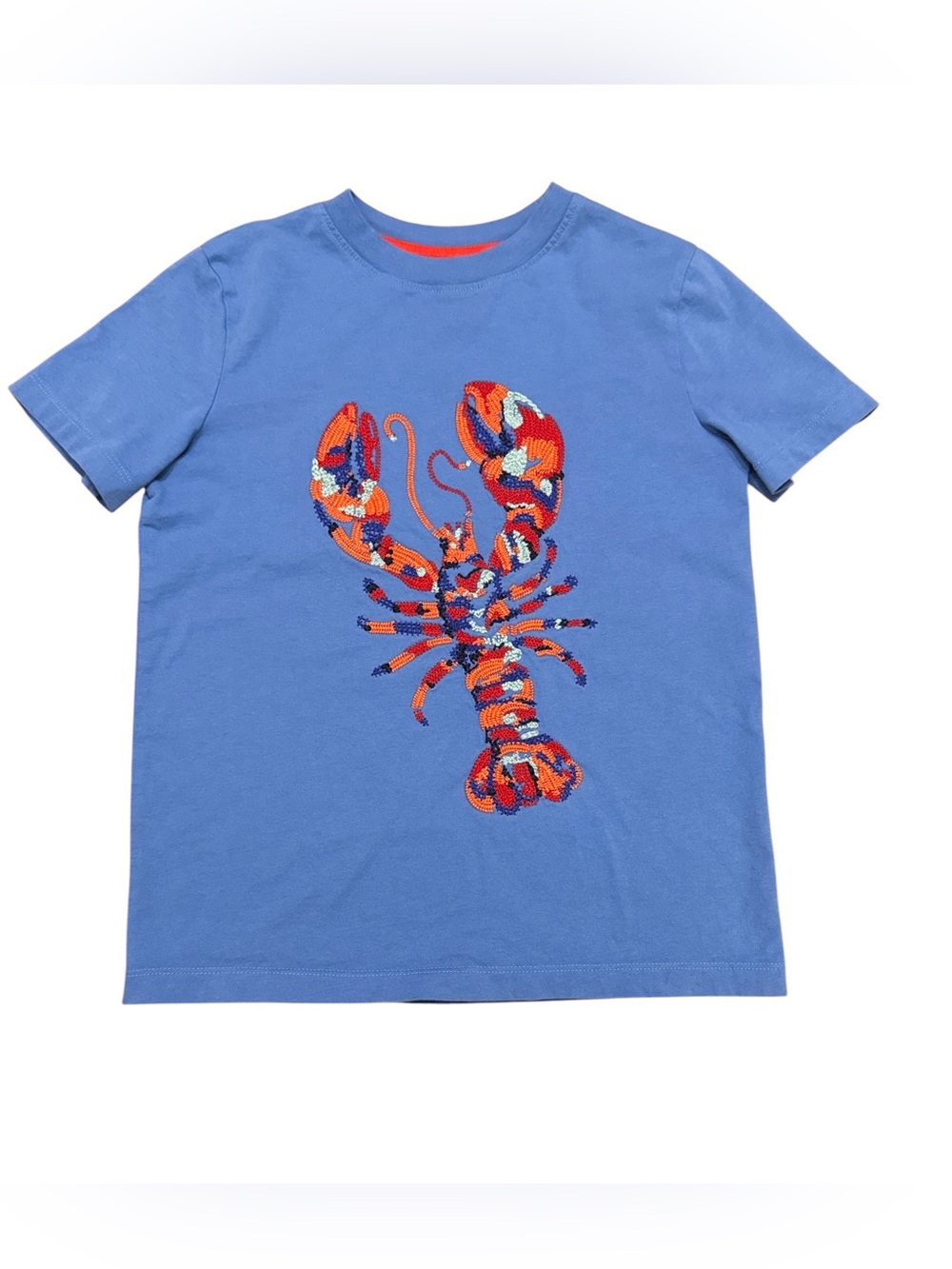 Lands End Kids’ Lobster Embroidered T-Shirt Size Medium 8 NWOT Blue